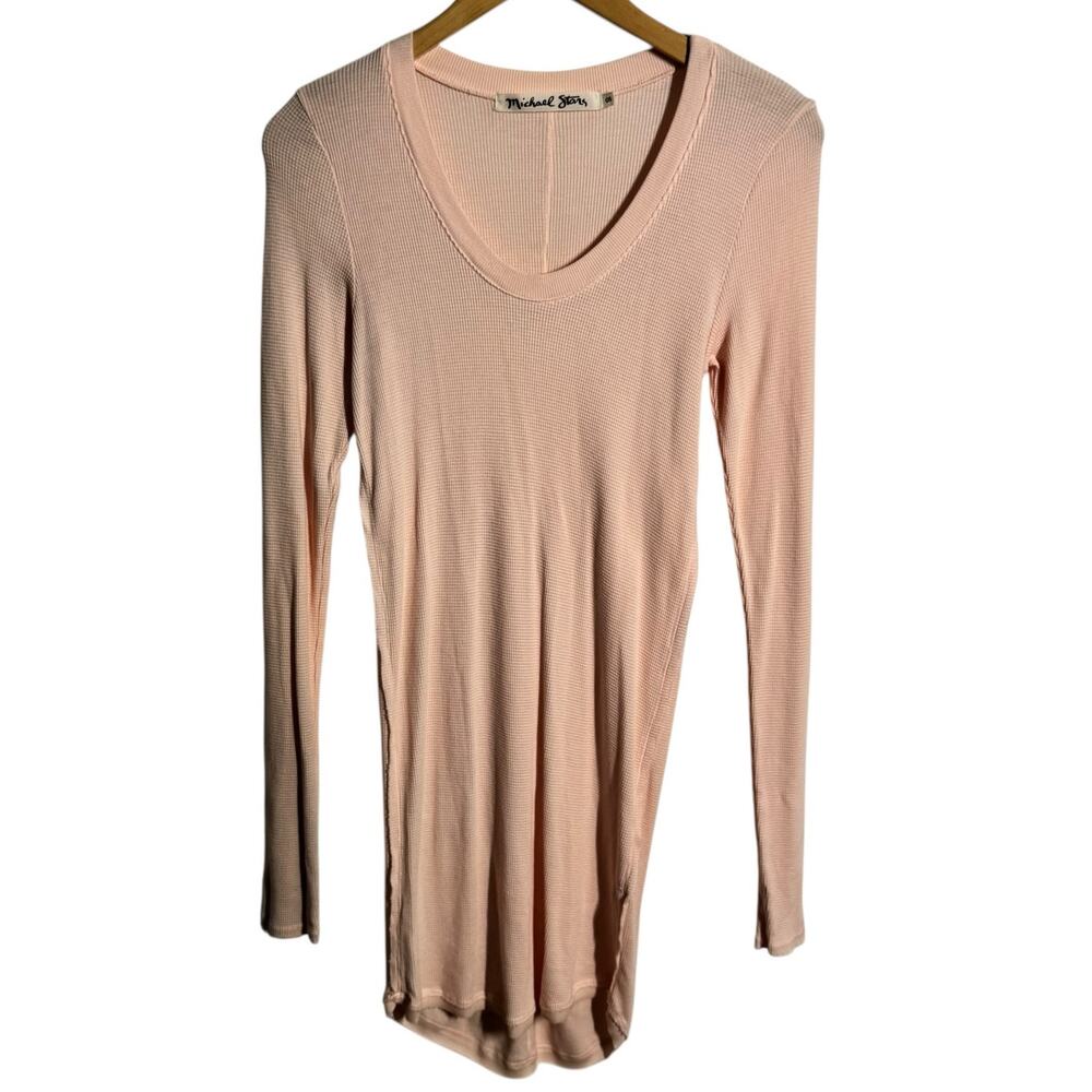 Michael Stars Top Women OS Light Pink‎ Peach Waffle Knit Cozy Casual Capsule